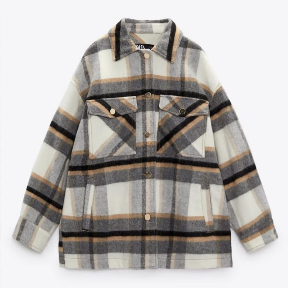 Zara Plaid Shirt Jacket